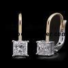 handmade solitaire earrings with princess cut diamonds set with four gifs on a hook with clip system