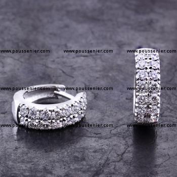 creole earrings pavé castle set with two rows of brilliant cut diamonds