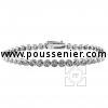 tennis bracelet with brilliant cut diamonds bezel set in thinner pots with two security eights and safety chain