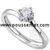solitaire ring with a brilliant cut diamond in a twisted setting with four prongs