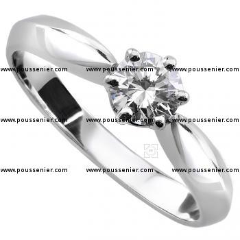 solitaire ring with a brilliant cut diamond set in 6 prongs