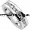 slim wedding ring with a row of channel set brilliant cut diamonds