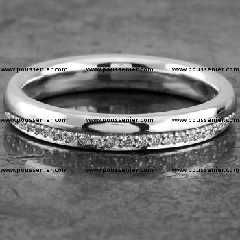 wedding ring slightly rounded completely acclivously half set with brilliants