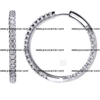 round creole or hoop earrings with front and inner side castle set with brilliant cut diamonds