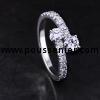 Toi et Moi ring with two brilliant cut diamonds fixed together and the band castle set with smaller diamonds