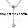 Y solitaire necklace with brilliant cut diamonds in a thin donut setting