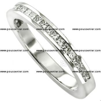 wedding ring with princess cut diamonds chanel set till aproximately half the ring