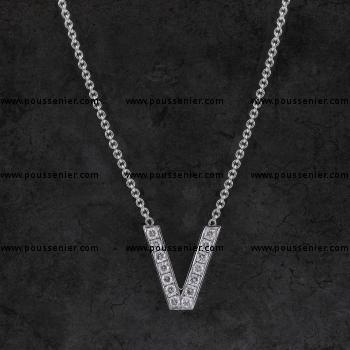 necklace with a single letter pavé set with brilliant cut diamonds
