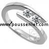 Toi et Moi ring with two brilliant cut diamonds slim set in between the band
