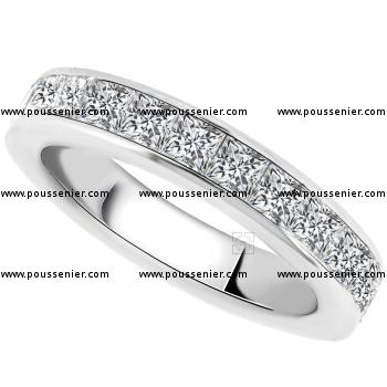 wedding ring diamond band with princess-cut diamonds