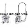 earrings with clip system with a princess cut diamond set with double prongs surmounted by a brilliant set in 4 prongs