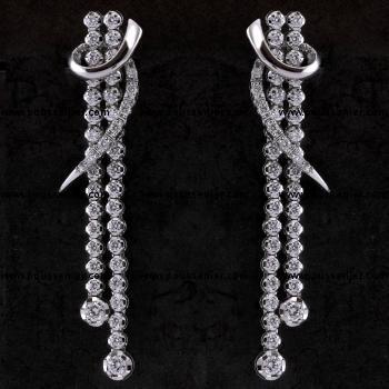 oorbellen met twee rijen omwikkeld en in grifjes of spiegelzetting gezette briljant geslepen diamanten (assorti met CG0240/015/005 & AG0188/4/015/05 of XG0012)