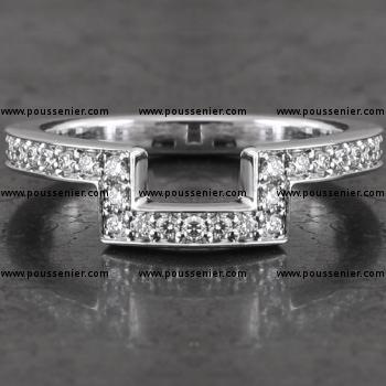 handmade U-ring with a U-shape pavé set with brilliant cut diamonds to connect to a solitaire ring (can be combined with an engagement ring) 