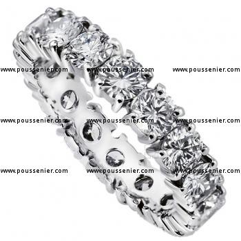 handmade fine full eternity ring set with brilliant cut diamonds and four fine prongs per stone