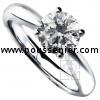 solitaire ring with a brilliant cut diamond set in four prongs without ring beneath