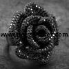 flower ring pavé set with black brilliant cut diamonds