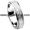 wedding ring with a wavy middle band on top american set with a brilliant cut diamond