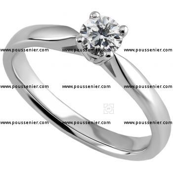 solitaire ring with a brilliant cut diamond a little higher set in 4-prong setting and palmets on the side