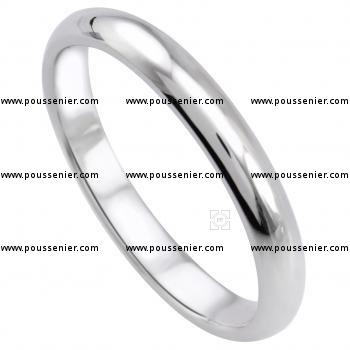 wedding ring slightly rounded aside, flat on the side and the inside (lighter D-shape)