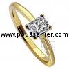 solitairering with a radiant cut diamond set with four claws on a slim lower band