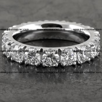wedding band castle set with brilliant cut diamonds and a slightly round comfort fit profile on the inside