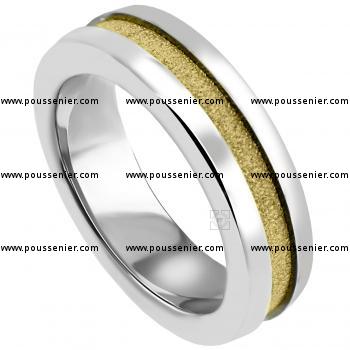 wedding ring 18kt wide with central channel, 6mm wide and 3mm high