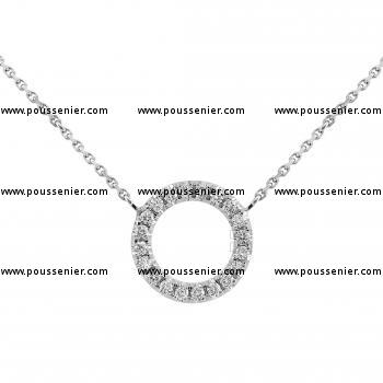 collier gefacetteerde rolo met een kasteelbezette cirkel met briljant geslepen diamanten