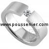 slim solitaire ring with a brilliant cut diamond set with a tension-set-look
