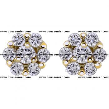 flower earrings with brilliant cut diamonds