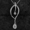 Pendant with a larger pear cut diamond set in a pot on a running round wire structure with an additional drop pear (Assorted with OG0366/PEA/030)