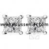 solitairearrings for princess cut diamonds set with four rounded prongs and with alpa system