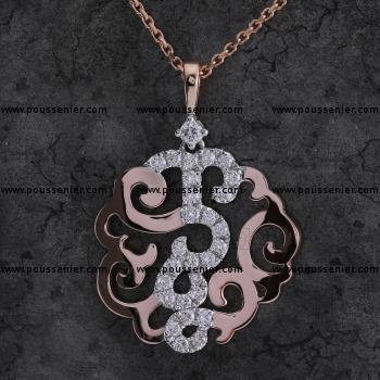 pendant with arabesque motif pavé set with brilliant cut diamonds with bracket for força necklace