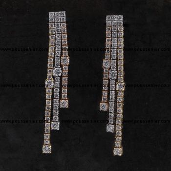 earrings with 3 rows of brilliant cut diamonds set one below the other (assorted with three string tennis necklace CG0237TRI)