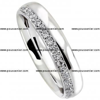 wedding ring slightly rounded completely acclivously half set with brilliant cut diamonds