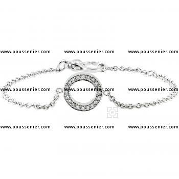 Bracelet rolo with small ring pavé set with brilliant-cut diamonds